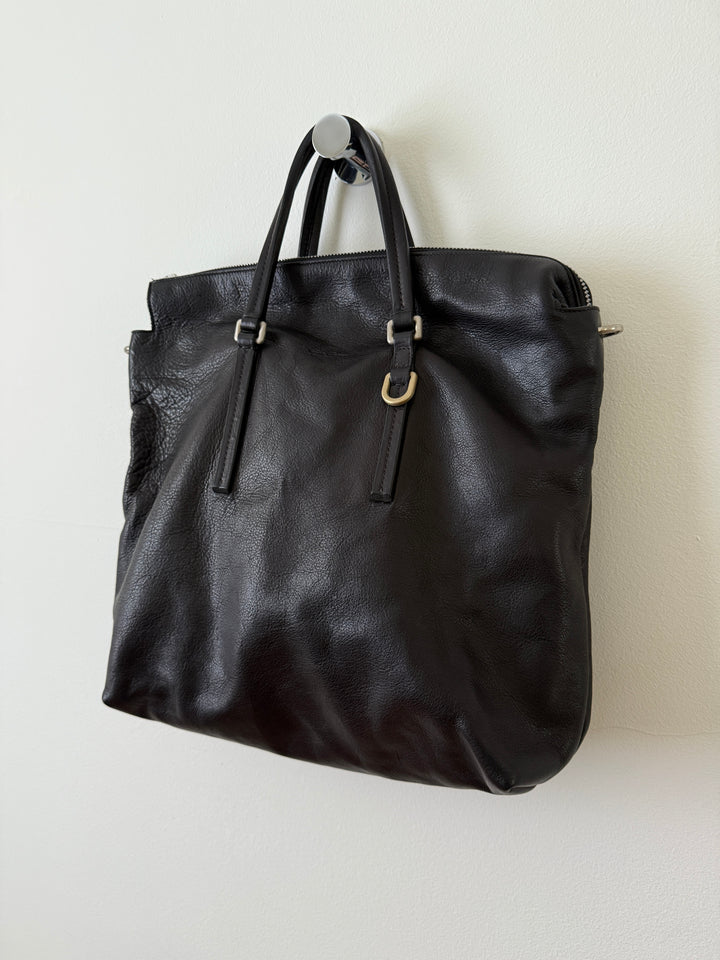 Leather Top Handle Tote Bag