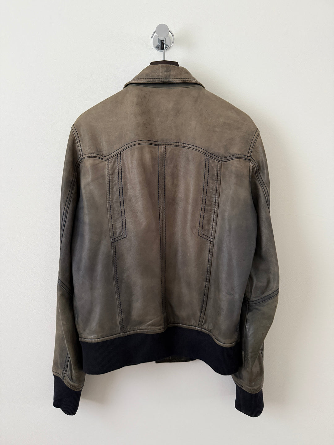 2000s Faded Leather Bomber Jacket