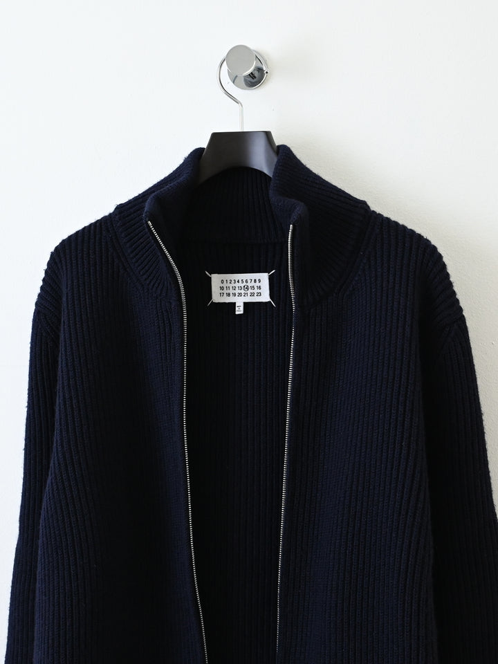 14 Zip Up Wool Knit Ribbed Sweater