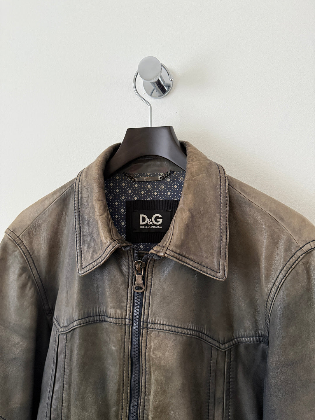 2000s Faded Leather Bomber Jacket