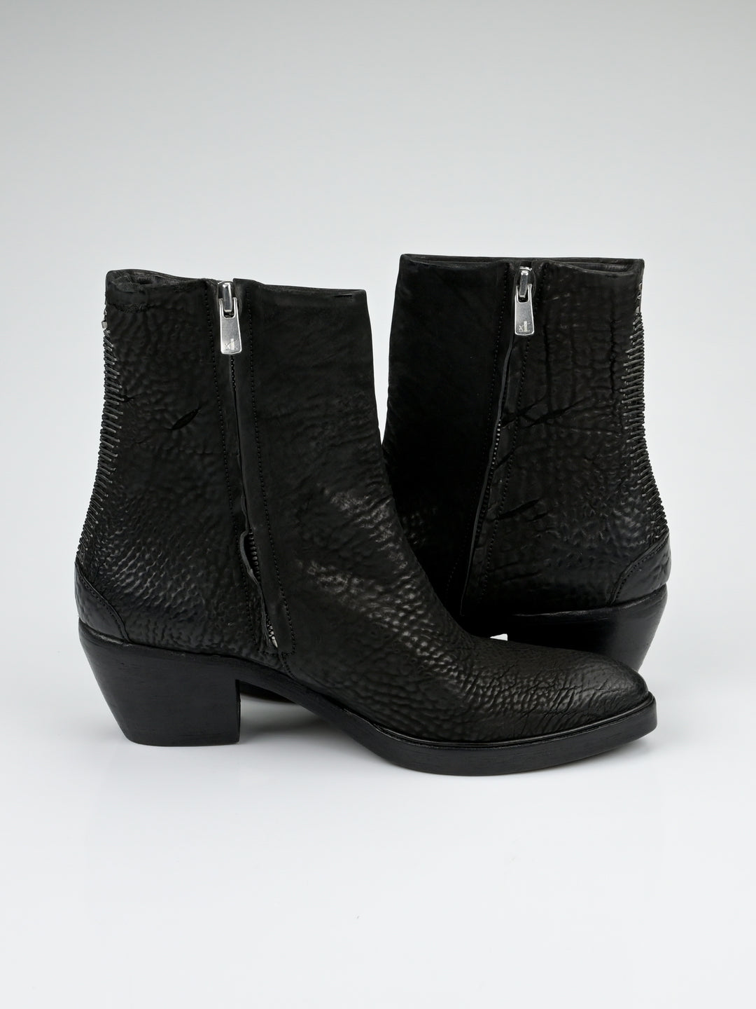 Staple Spine Grained Leather Ankle Boots