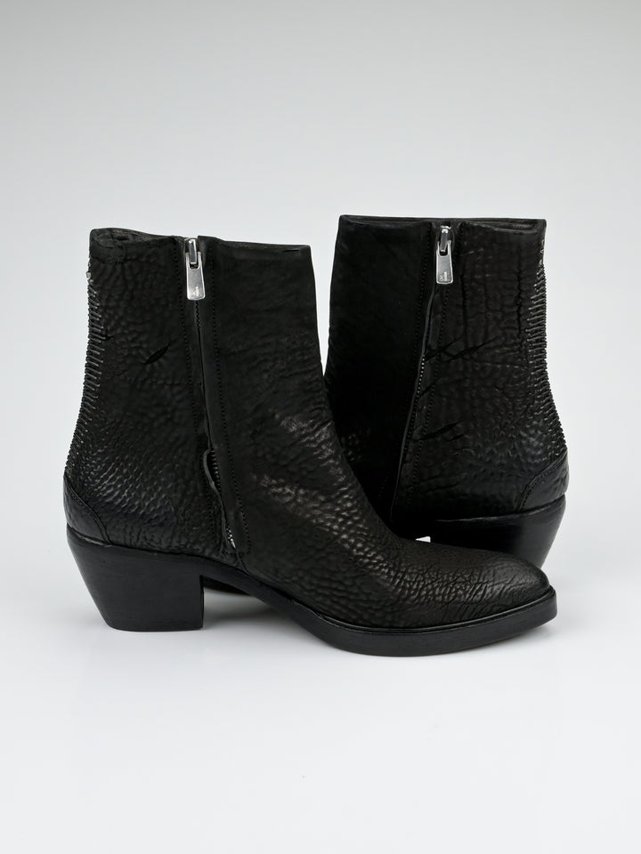 Staple Spine Grained Leather Ankle Boots