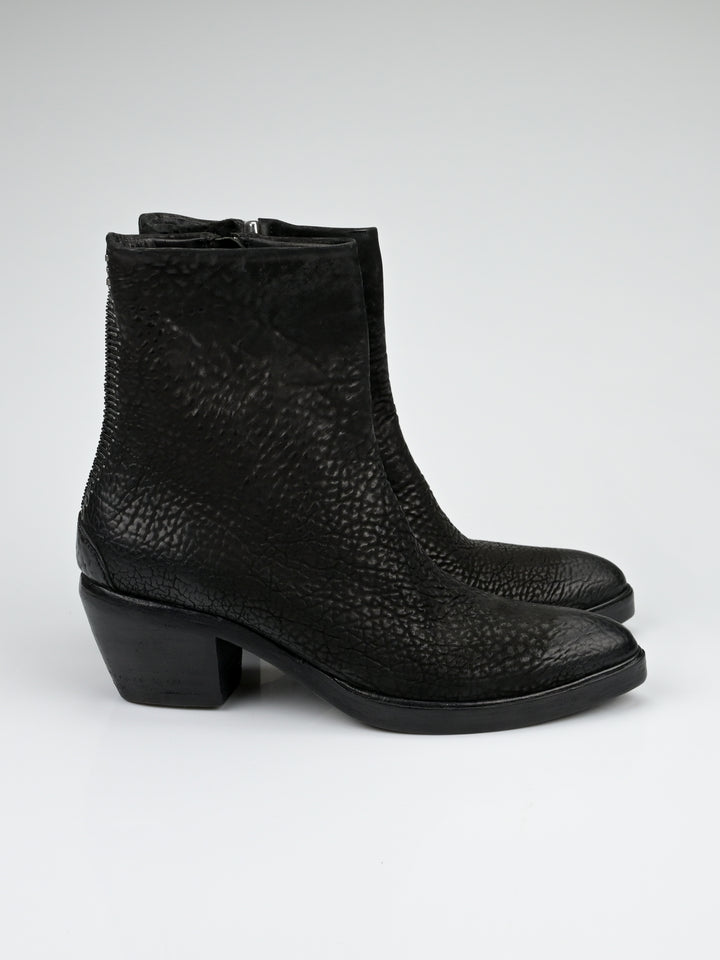 Staple Spine Grained Leather Ankle Boots