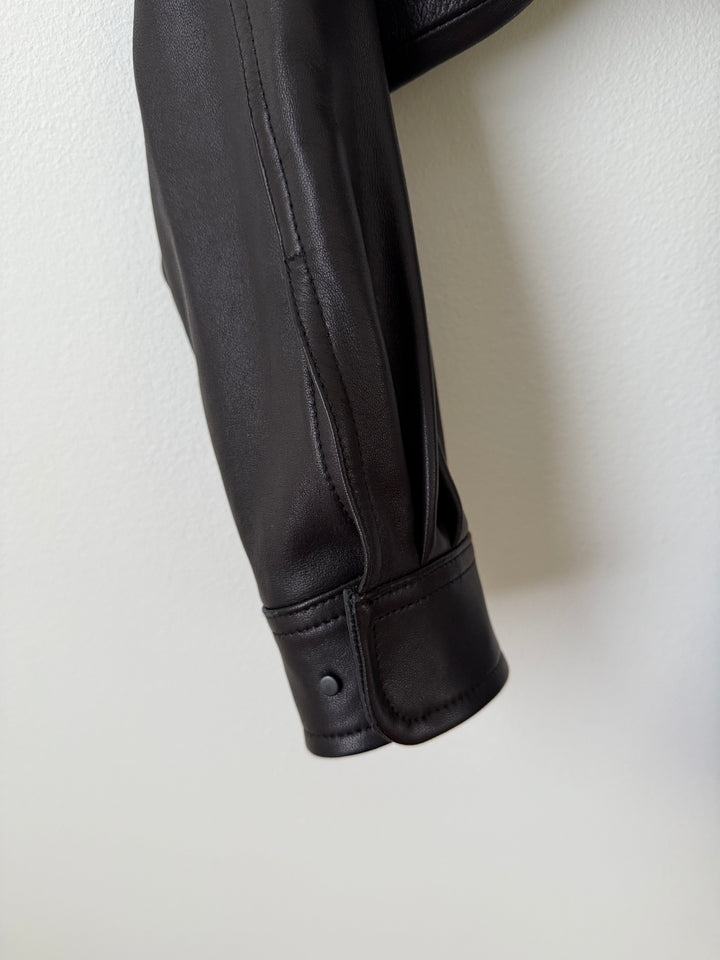 Leather Cloak Button Up Shirt