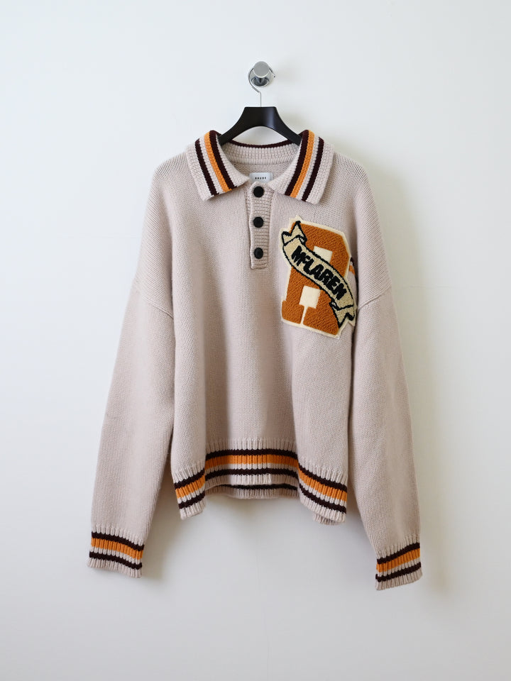 McLaren Chenille Patch Knit Polo Sweater