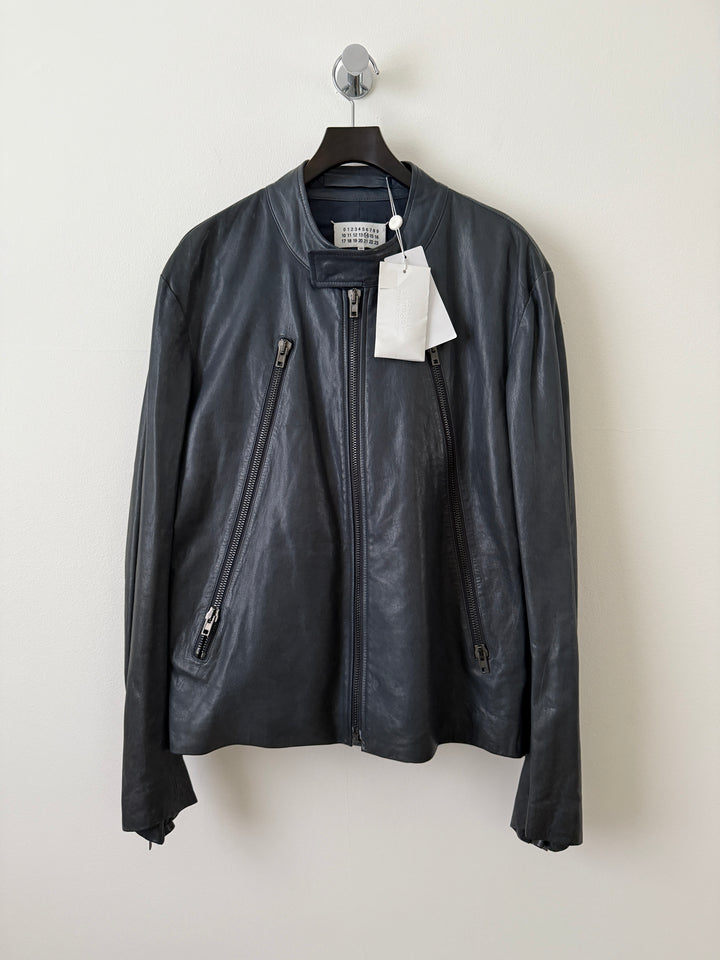 5 Zip Leather Moto Jacket