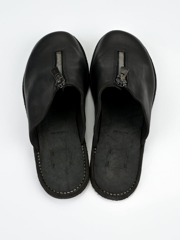 Front Zip Calf Leather Full Grain Slipper
