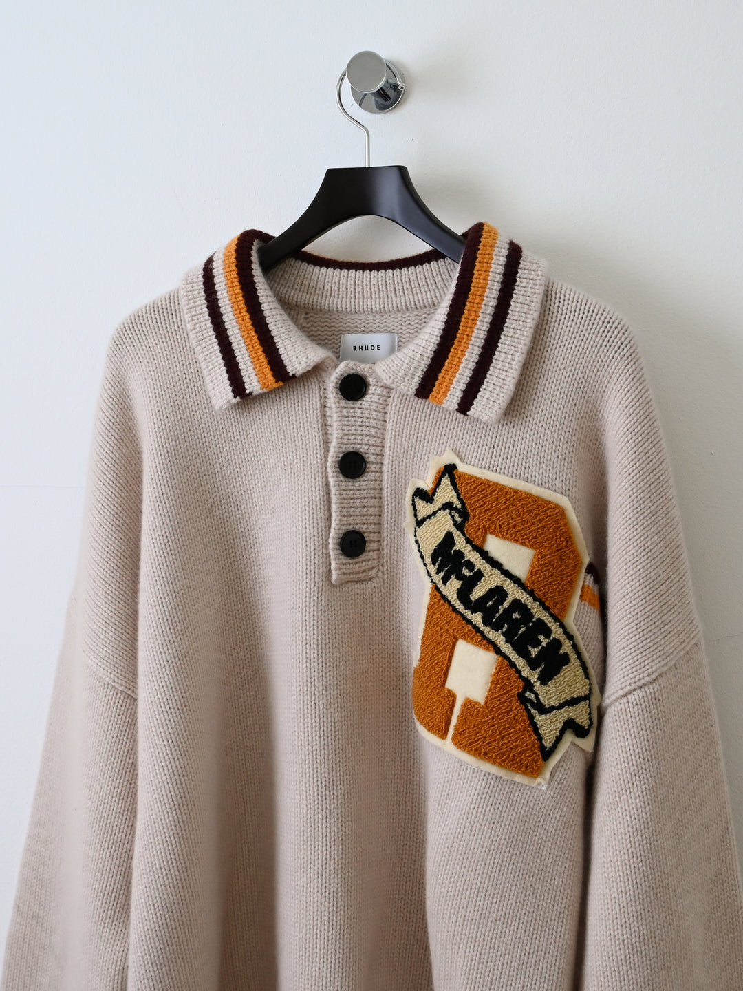 McLaren Chenille Patch Knit Polo Sweater