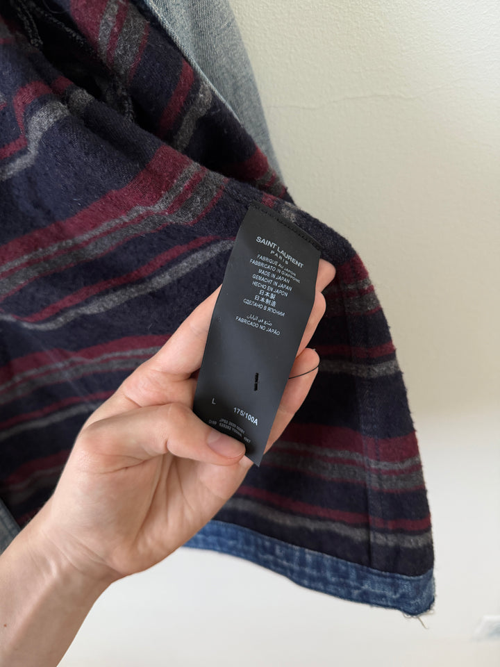 Distressed Denim Wool Lined Jacket