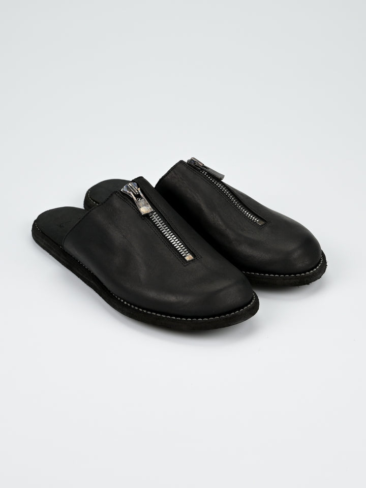 Front Zip Calf Leather Full Grain Slipper