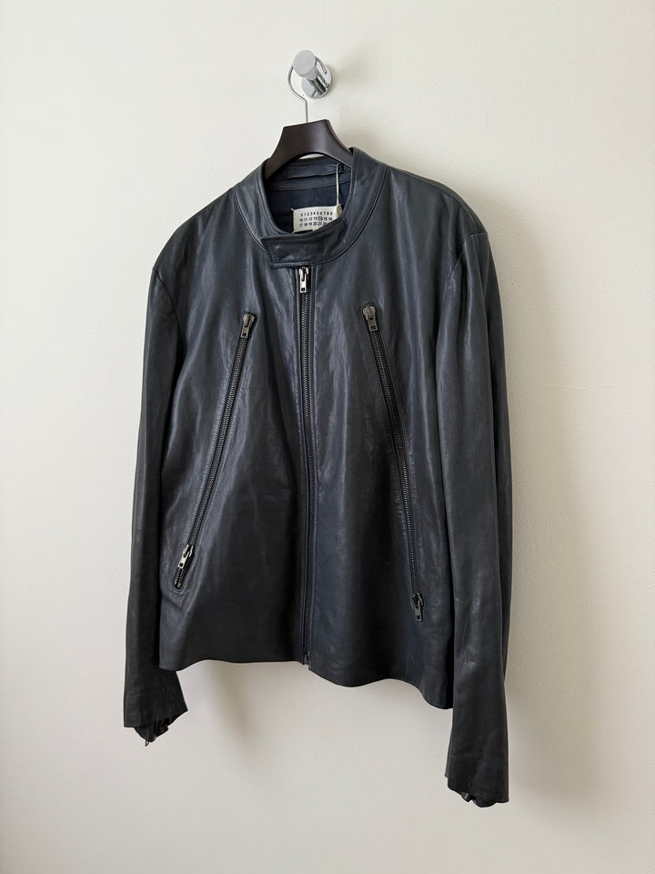 5 Zip Leather Moto Jacket