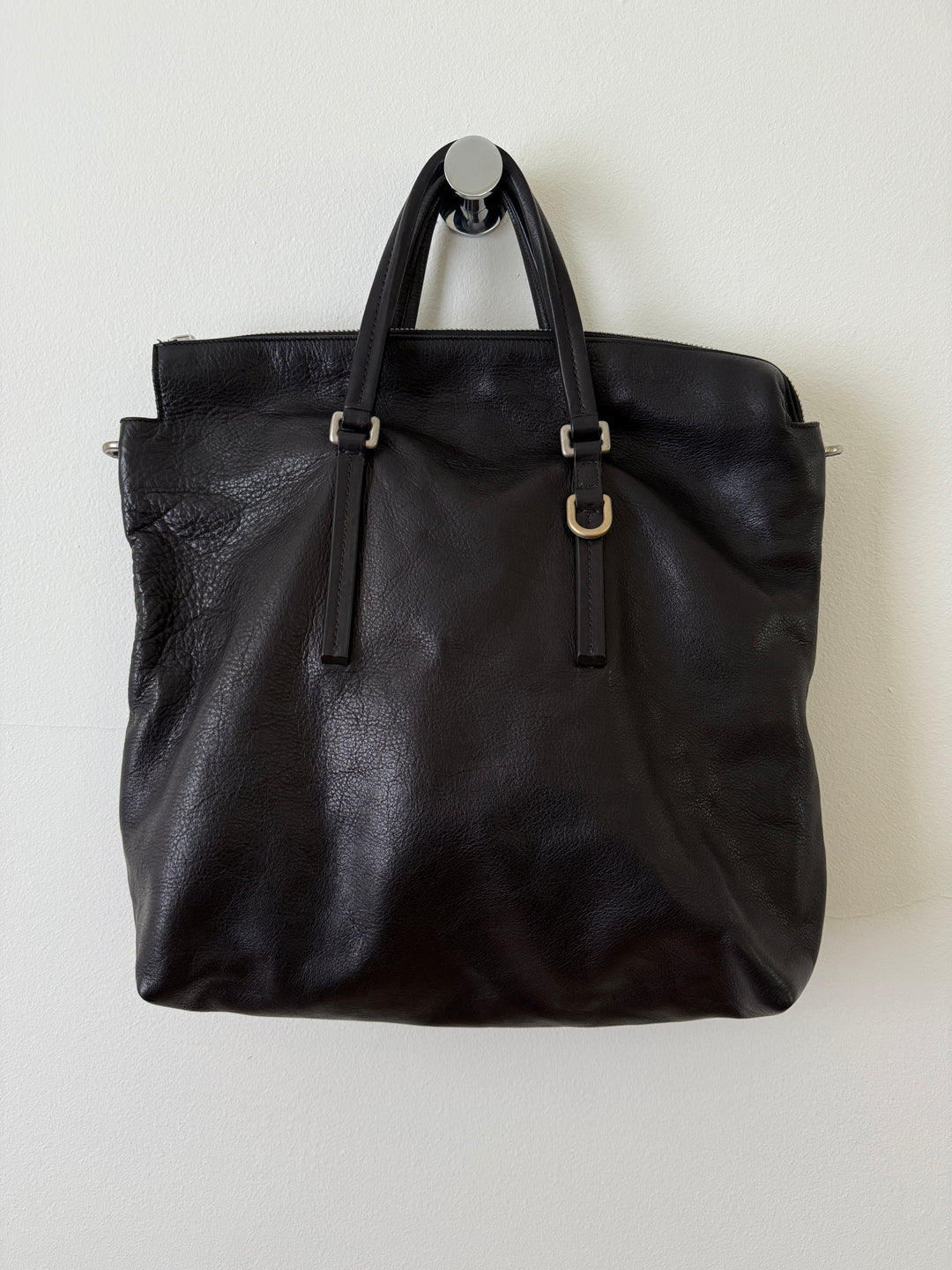 Leather Top Handle Tote Bag