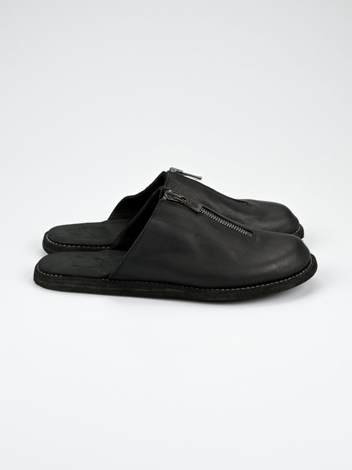 Front Zip Calf Leather Full Grain Slipper