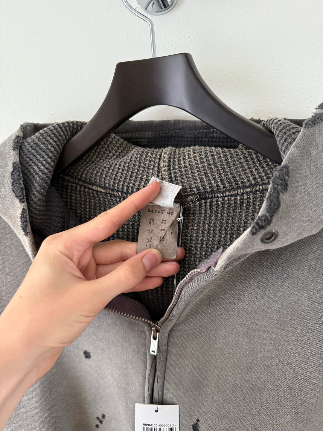 Distressed Thermal Hoodie