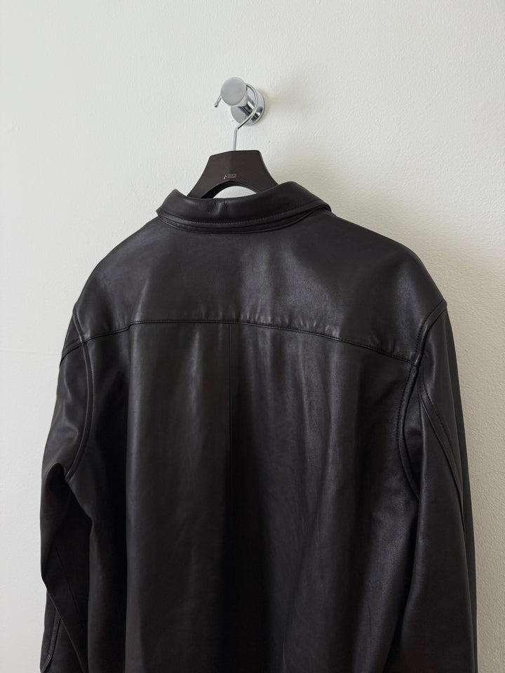 Leather Cloak Button Up Shirt