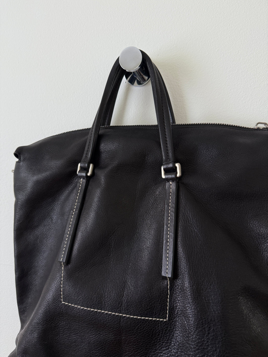 Leather Top Handle Tote Bag