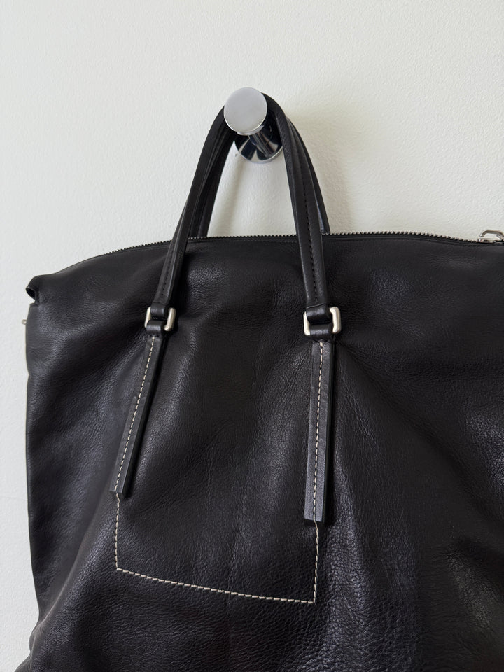 Leather Top Handle Tote Bag