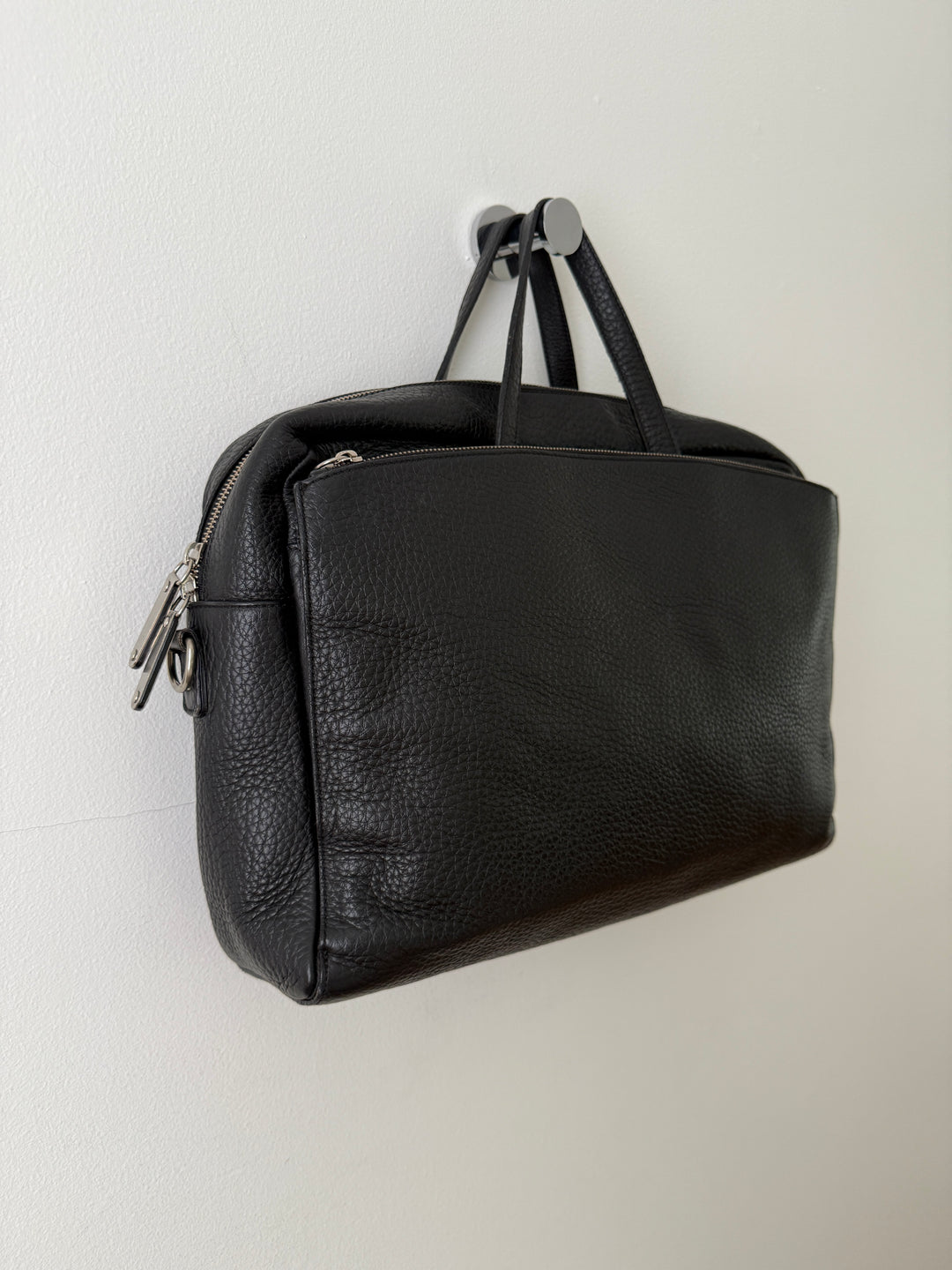 Pebbled Leather Messenger Bag