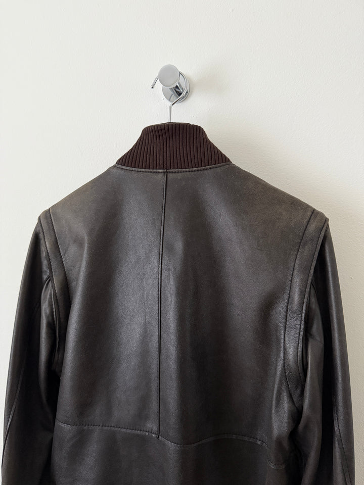 Multi-Zip Faded Leather Jacket
