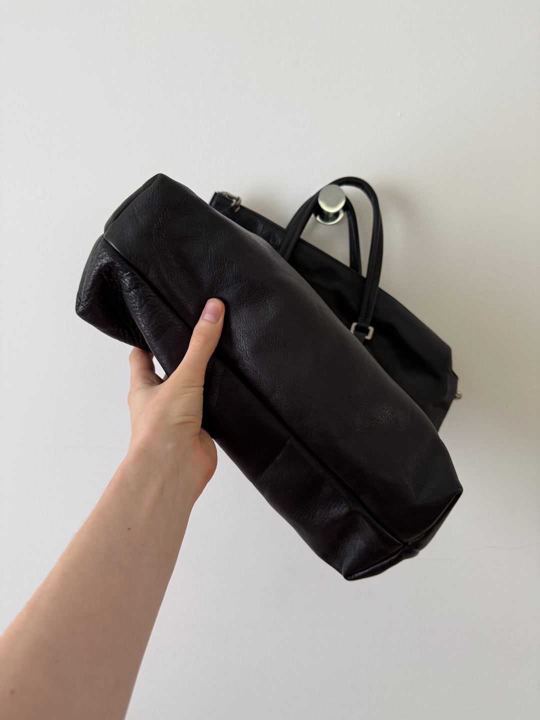 Leather Top Handle Tote Bag