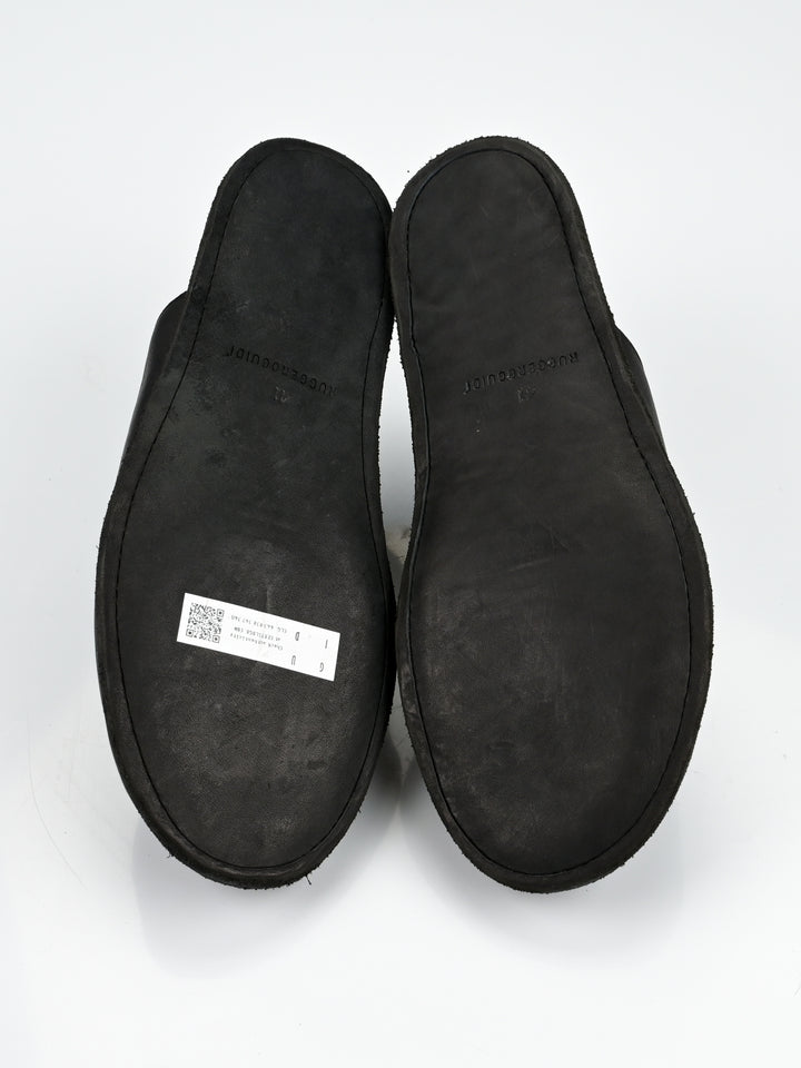 Front Zip Calf Leather Full Grain Slipper