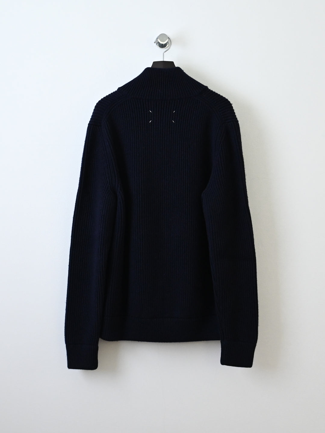 14 Zip Up Wool Knit Ribbed Sweater