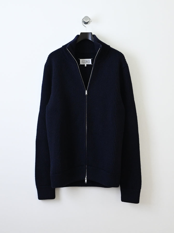 14 Zip Up Wool Knit Ribbed Sweater