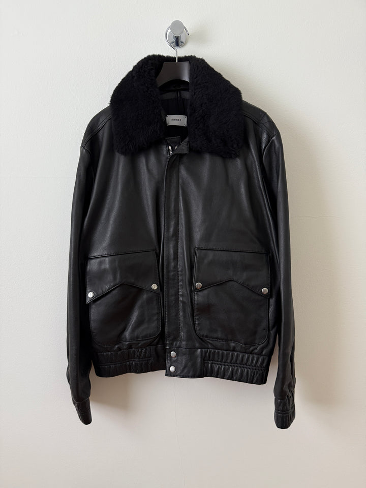 Leather Pilot Bomber Jacket