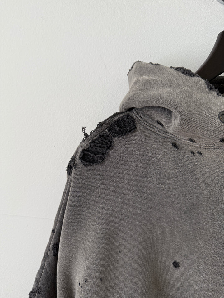 Distressed Thermal Hoodie