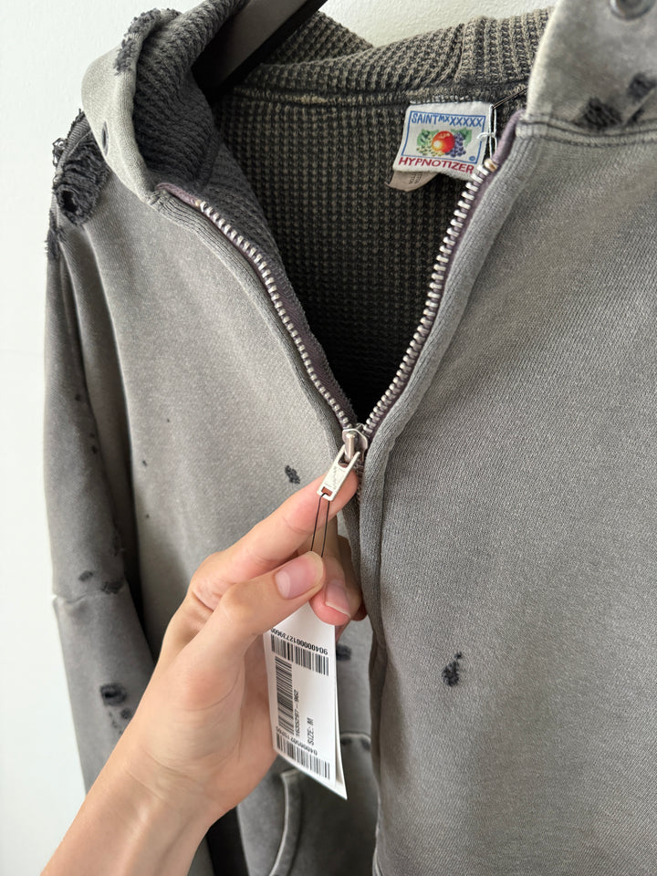 Distressed Thermal Hoodie