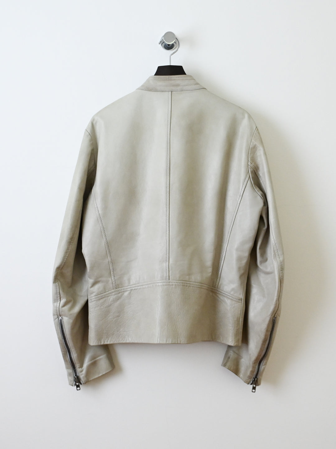 White 5 Zip Leather Moto Jacket