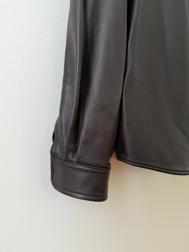 Leather Cloak Button Up Shirt
