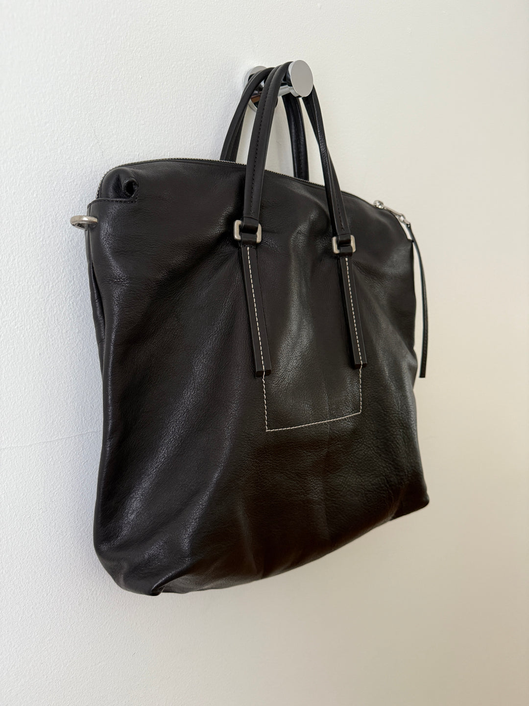 Leather Top Handle Tote Bag