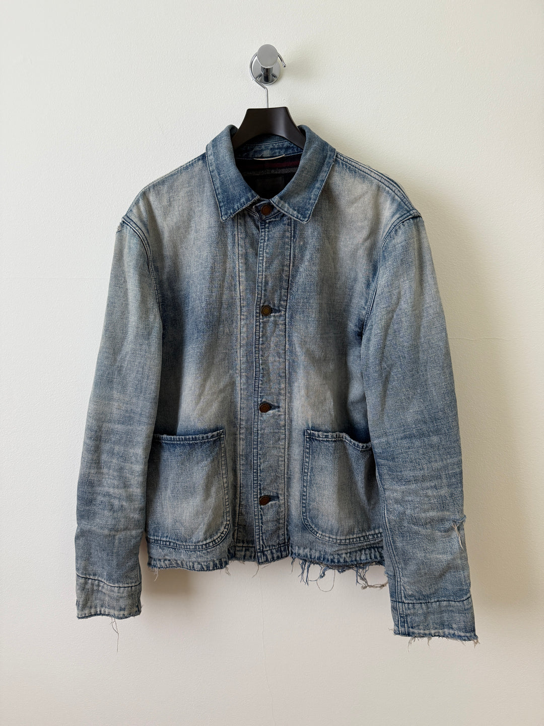 Distressed Denim Wool Lined Jacket