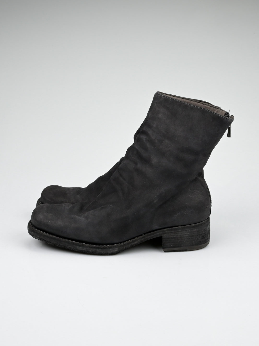 Calf Leather Back Zip Boots