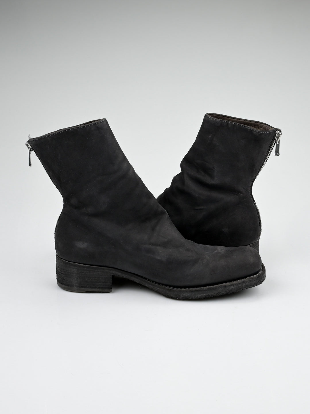 Calf Leather Back Zip Boots