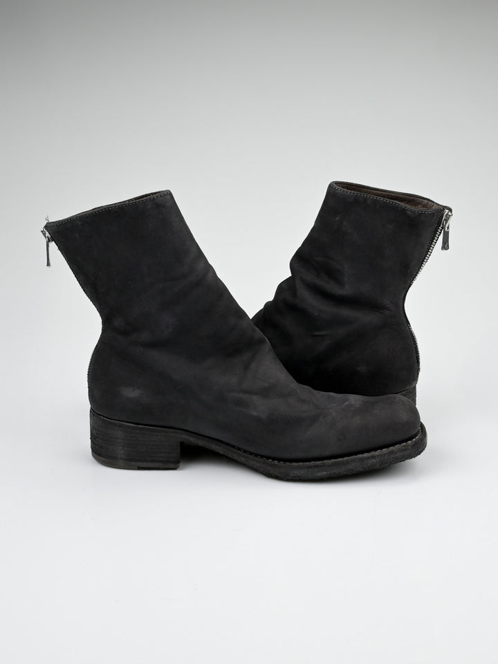 Calf Leather Back Zip Boots