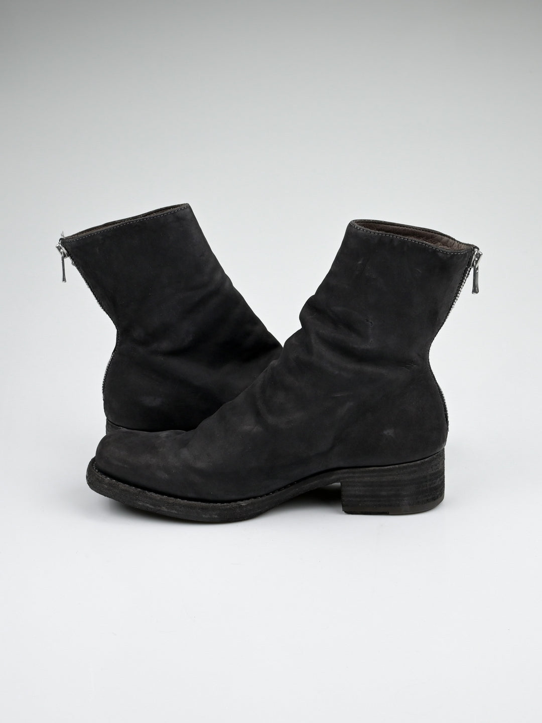 Calf Leather Back Zip Boots