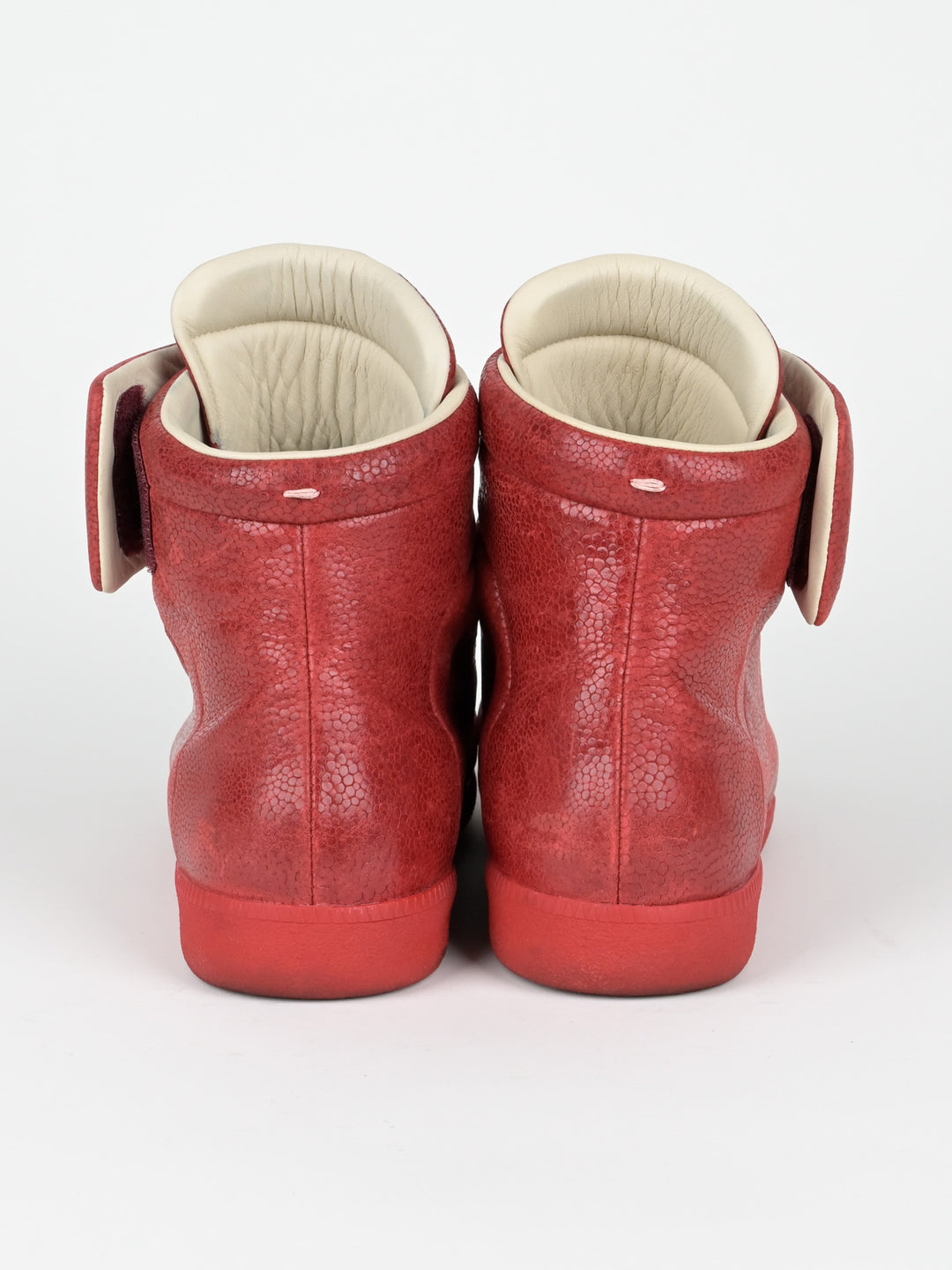 Pebbled Red Leather Future High Top Sneakers