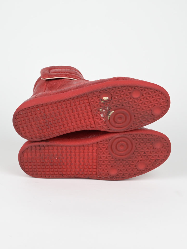 Pebbled Red Leather Future High Top Sneakers