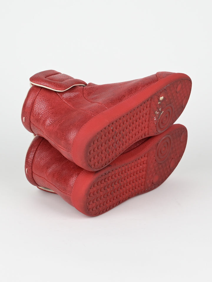 Pebbled Red Leather Future High Top Sneakers