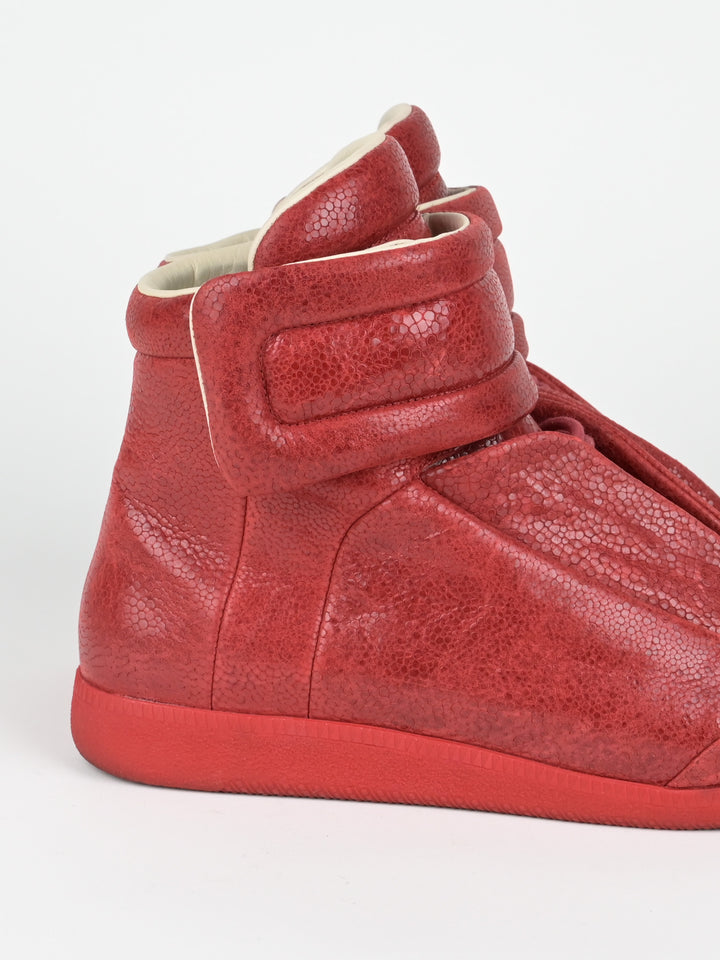 Pebbled Red Leather Future High Top Sneakers