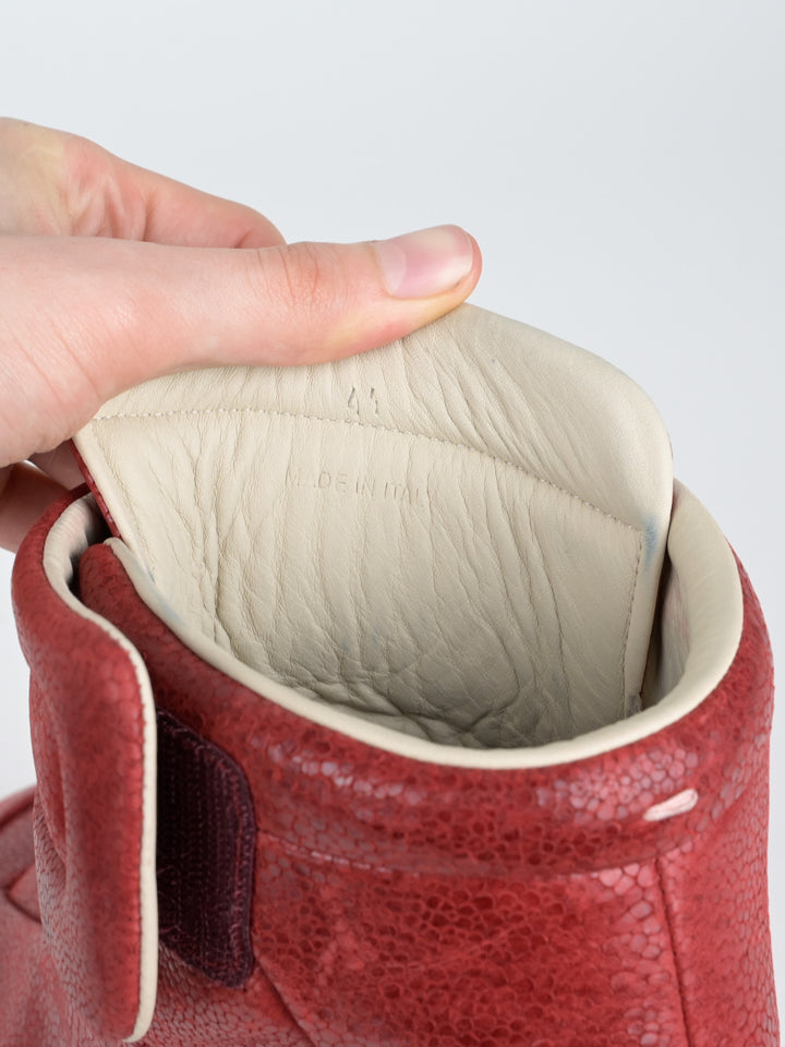 Pebbled Red Leather Future High Top Sneakers