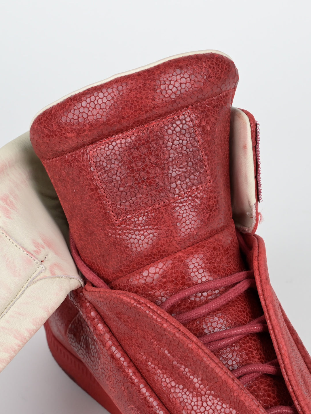 Pebbled Red Leather Future High Top Sneakers