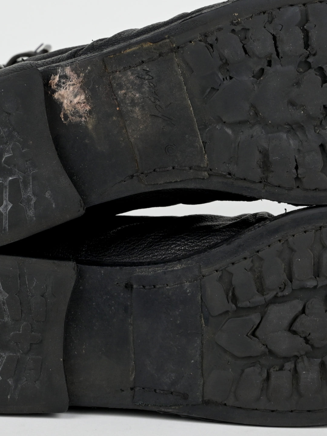 Creased Leather Moto Boots