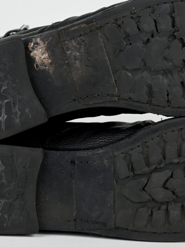 Creased Leather Moto Boots