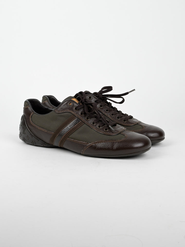 Clipper Monogram Leather Low Top Sneakers