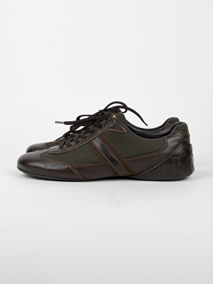Clipper Monogram Leather Low Top Sneakers