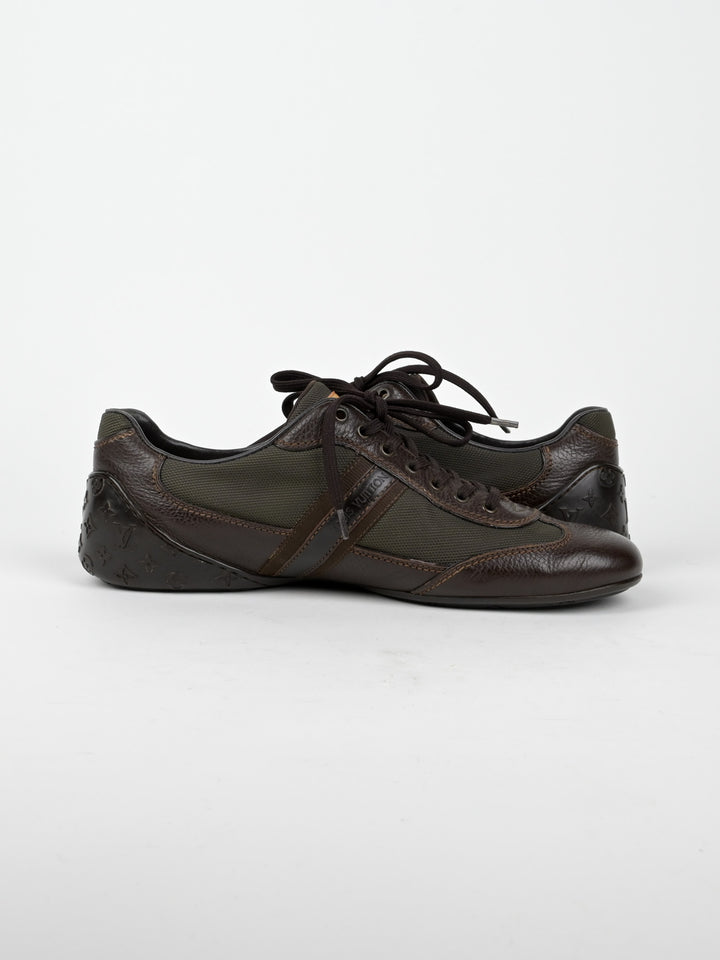 Clipper Monogram Leather Low Top Sneakers
