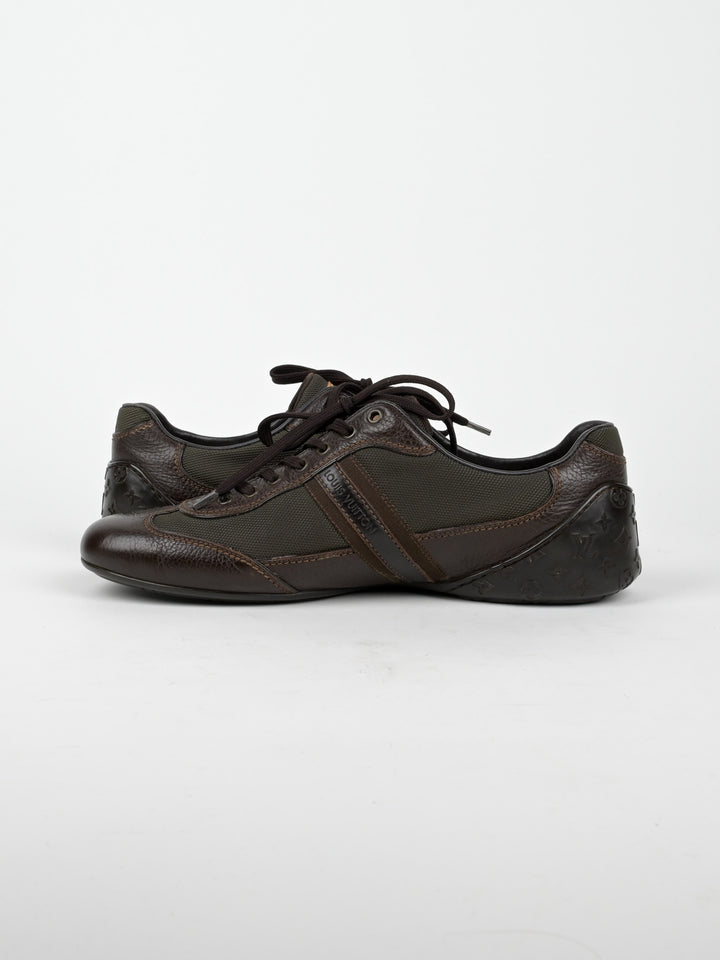 Clipper Monogram Leather Low Top Sneakers